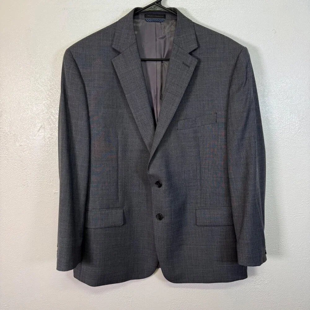 Ralph Lauren Mens Gray Blazer Jacket 44S 2-Button Wool Blend Lined Career